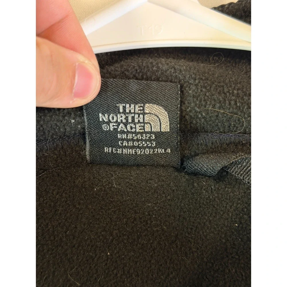 The North Face Women's Sz Large Denali Fleece Jacket Coat Black‎ Mint Trim